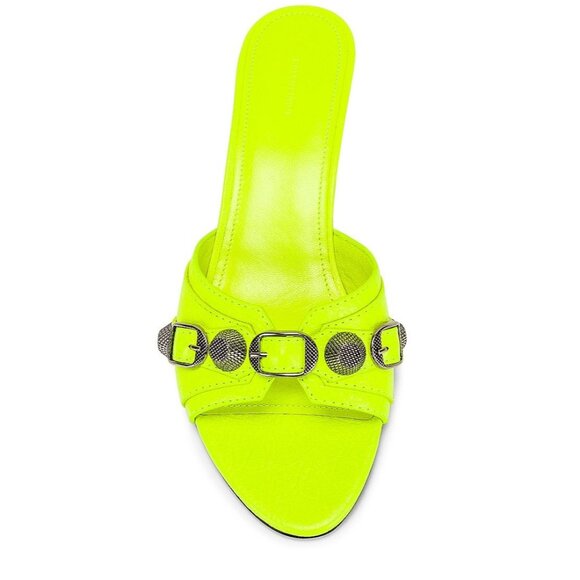 BALENCIAGA Cagole Mules in Fluo Yellow & Palladium 37 with box Womens Heels - Picture 3 of 16